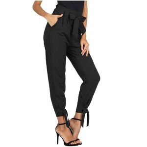 GRACE KARIN Women's High Waist Pencil Pants Bow-Knot Tie Bottom Black Size Small